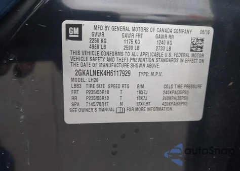 2017 GMC Terrain Sle-2 из США, поврежденный, VIN 2GKALNEK4H6117929